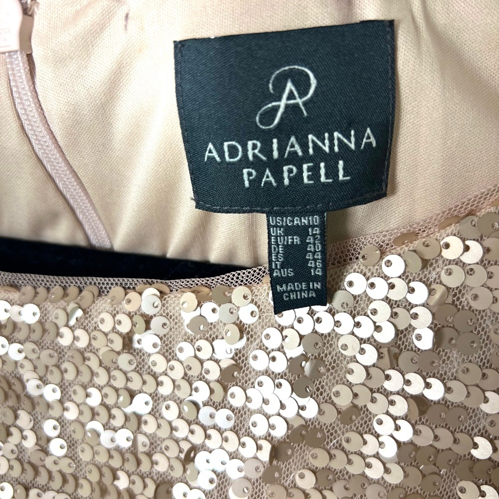 Adrianna Papell Rose Gold Sequin Sheath Mini Dress SZ 10 NWT - Picture 3 of 9